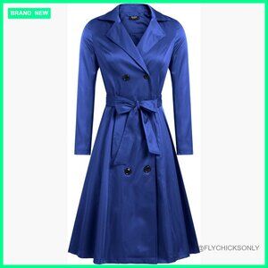 Double-Breasted Trench Coat with Removable Belt, 100% Polyester